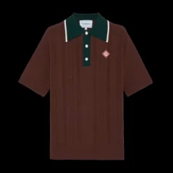 Cable Knit Oversized Polo Shirt