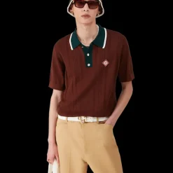 Cable Knit Oversized Polo Shirt