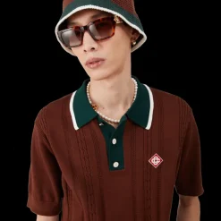 Cable Knit Oversized Polo Shirt