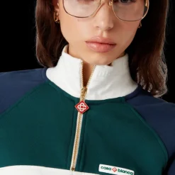 Colourblock Quarter Zip Cropped Sweatshirt