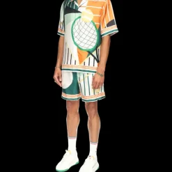 Court Abstrait Short Sleeve Silk Shirt