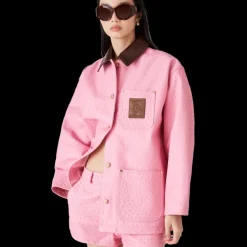 Embossed Leather Workwear Coat