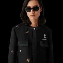 Embroidered Motif Wool Tailored Jacket