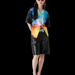 Gradient Check Viscose Blend Short Sleeve Shirt