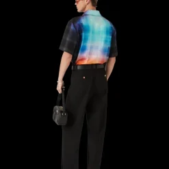 Gradient Check Viscose Blend Short Sleeve Shirt