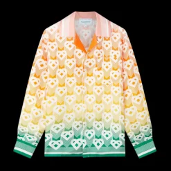 Gradient Heart Monogram Silk Shirt