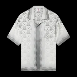 Gradient Heart Monogram Short Sleeve Silk Shirt