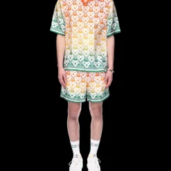 Gradient Heart Monogram Silk Shirt