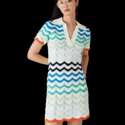 Gradient Wave Crochet Mini Dress