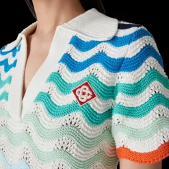 Gradient Wave Crochet Mini Dress