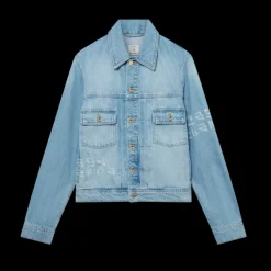 Graffiti Distressed Denim Jacket