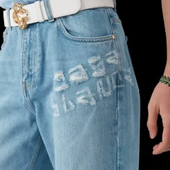 Graffiti Distressed Denim Jeans