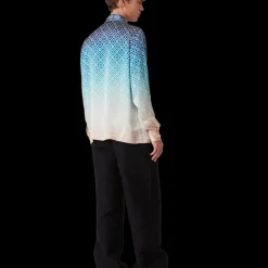 Jacquard Gradient Long Sleeve Silk Shirt