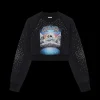 La Prémonition Crystal Embellished Cropped Sweatshirt