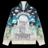 Le Temple Du Sport Leather Crystal Bomber Jacket