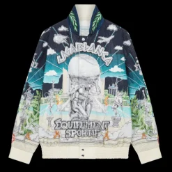 Le Temple Du Sport Leather Crystal Bomber Jacket