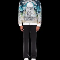 Le Temple Du Sport Leather Crystal Bomber Jacket