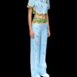 Maison Sur Piloti Cropped Linen Shirt