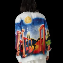 Midnight Acropolis Long Sleeve Silk Shirt