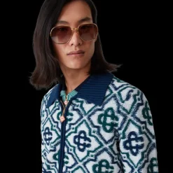 Monogram Knit Zip Jumper