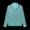 Monogram Wave Long Sleeve Silk Shirt