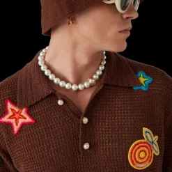 Motif Crochet Polo Shirt