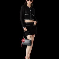 Open Weave Tailored Mini Skirt