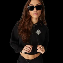 Pearl Diamond Cropped Hooded Sweatshirt
