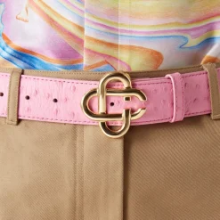Pink Embossed CC Logo Belt