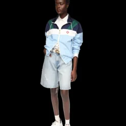 Pinstripe Nylon Track Jacket