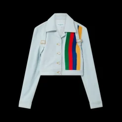 Rainbow Cropped Denim Jacket