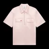 Satin Quarter Zip Short Sleeve Shirt