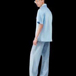 Satin Quarter Zip Short Sleeve Shirt