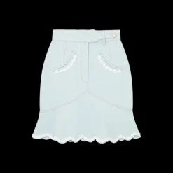 Scalloped Hem Denim Mini Skirt
