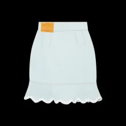 Scalloped Hem Denim Mini Skirt