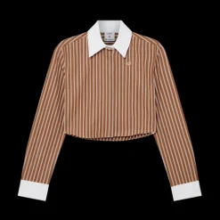 Stripe Cropped Long Sleeve Shirt