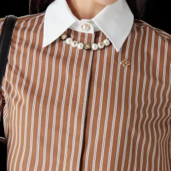 Stripe Cropped Long Sleeve Shirt