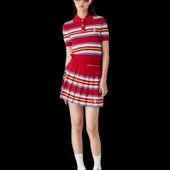 Stripe Pleated Skirt