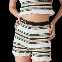 Stripe Shirred Shorts