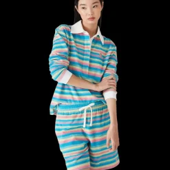 Stripe Towelling Polo Shirt