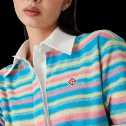 Stripe Towelling Polo Shirt