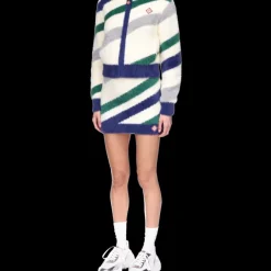Striped Fluffy Zip Up Jumper