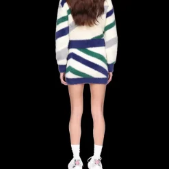 Striped Fluffy Zip Up Jumper