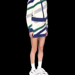Striped Fluffy Zip Up Jumper