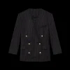 Wool Pinstripe Oversized Blazer